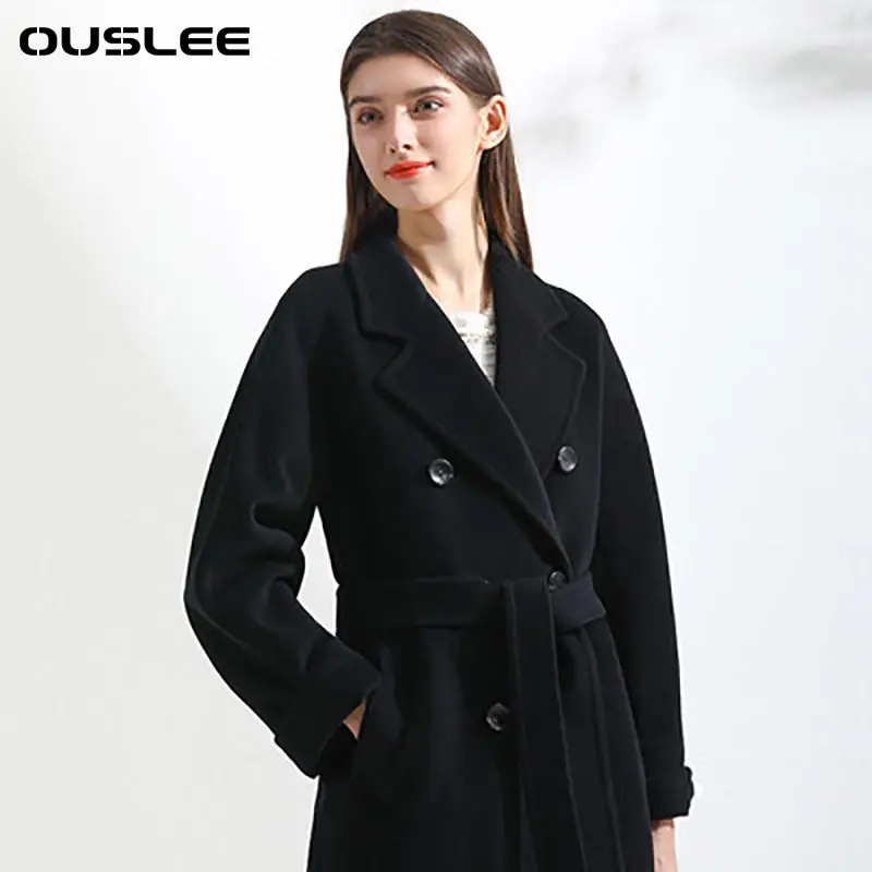 

OUSLEE-Тонкий однобортный плащ для женщин, длинное пальто, большие размеры, осень