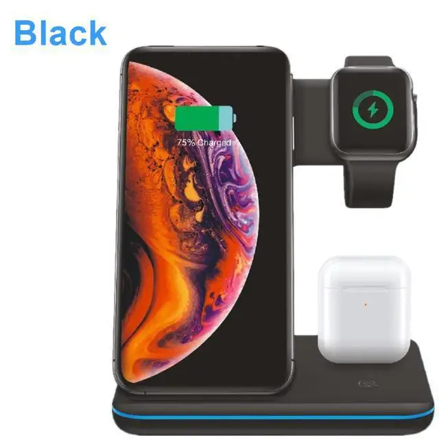 3 в 1 Универсальное 15 Вт Qi Беспроводное зарядное устройство для Iphone X 8 Xiaomi Quick Charge 3,0 док-станция Подставка для Apple Airpods Watch 4 3 2 1 r20