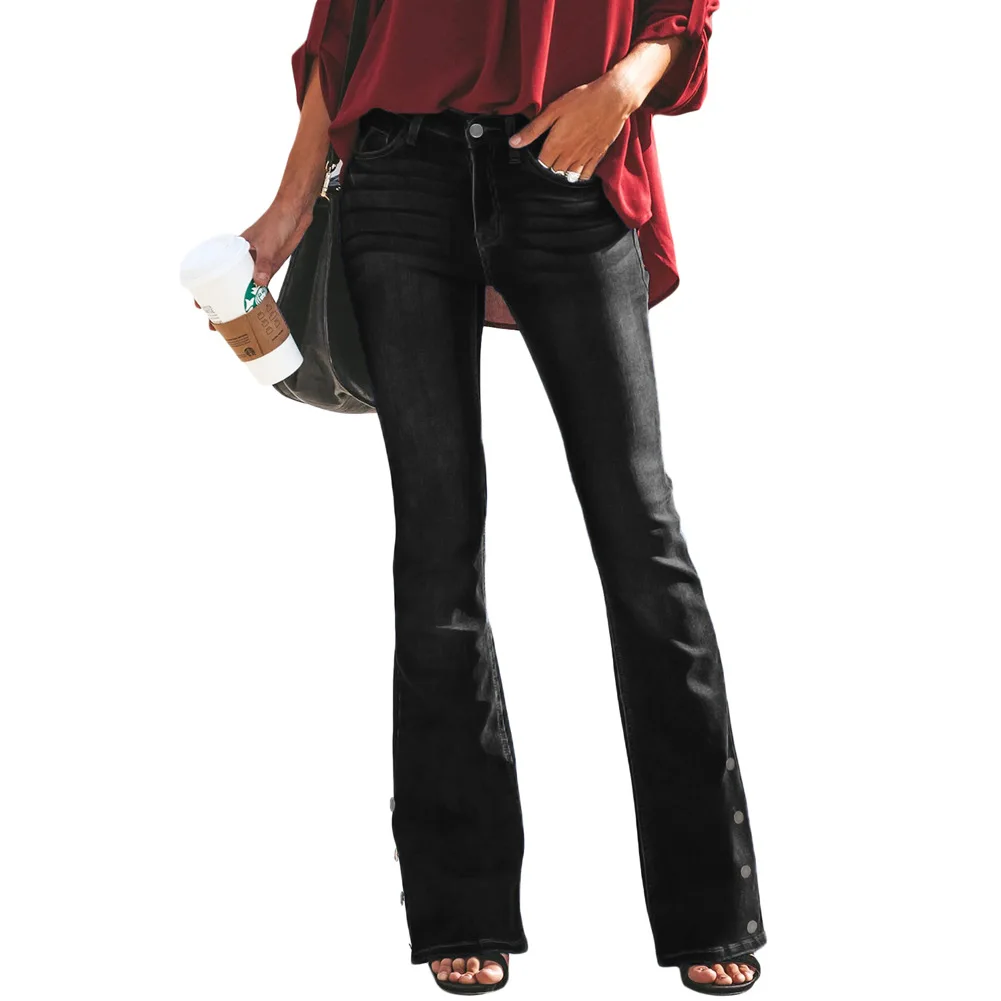 

Blue Anchor Point Bell Bottom Jeans Fall 2019 New Long Bell Pants Slim Straight Cylinder Plus Size High-waist Jeans