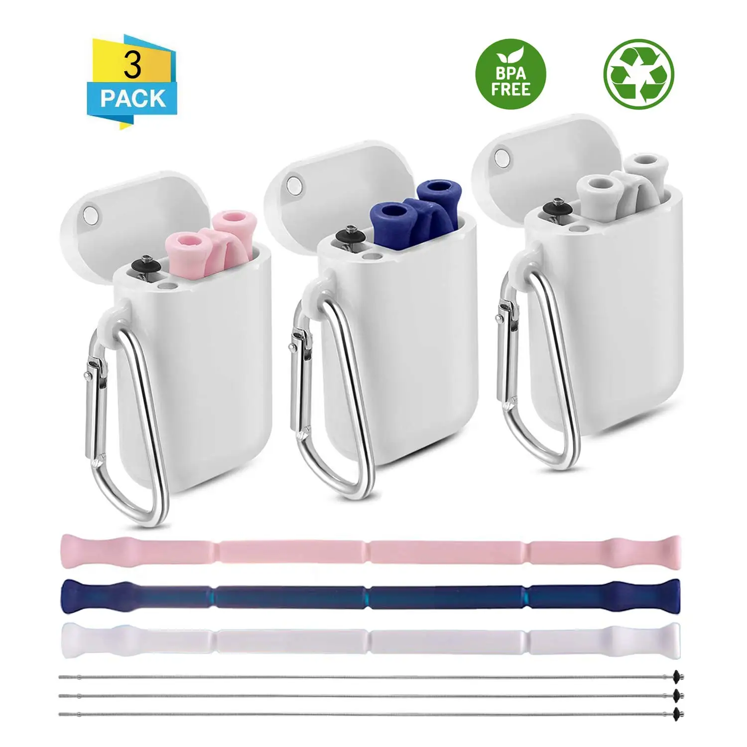 

Collapsible Silicone Straw Fodable Reusable Metal Straw Telescopic Drinking Straws for Travel Outdoor Kitchen Bar Accessories