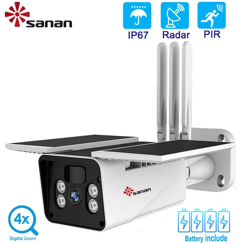 SANAN 1080P Солнечная камера WIFI Беспроводное уличная видеонаблюдения IP67