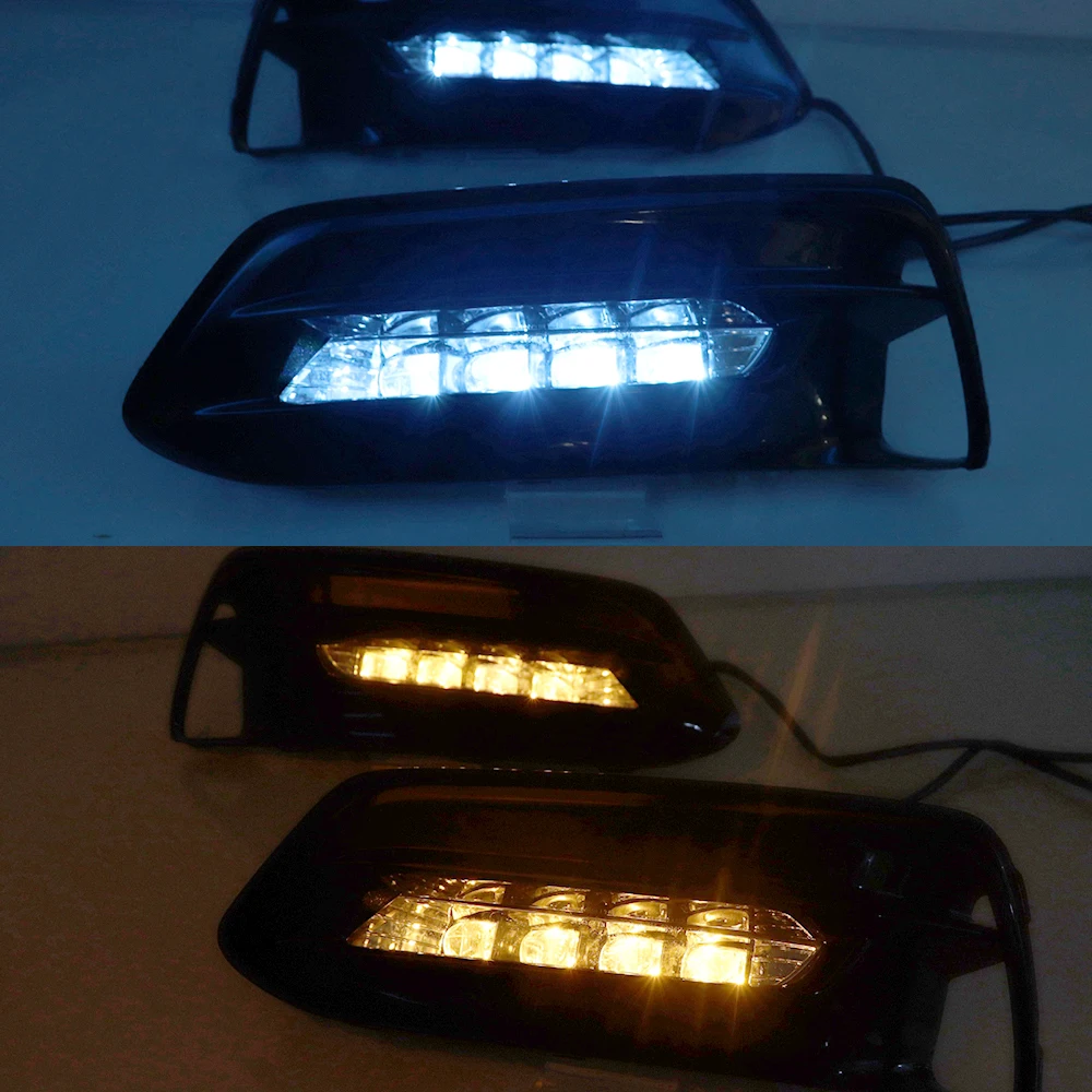 CSCSNL 1 пара, дневной ходовой светильник светодиодный DRL для Honda Accord 10th, противотуманная фара, водительский светильник s, желтый указатель поворота