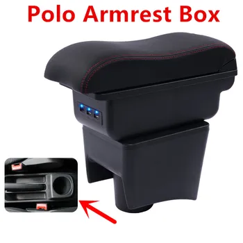 

For VW Volkswagen Polo 2011-2018 armrest box central Store content Storage box with cup holder ashtray Car accessories