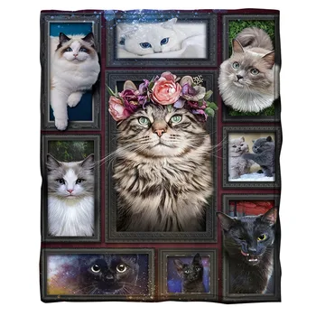

Cat 3d printed fleece blanket for Beds Hiking Picnic Thick Quilt Fashionable Bedspread Sherpa Throw Blanket Drop shipping 02