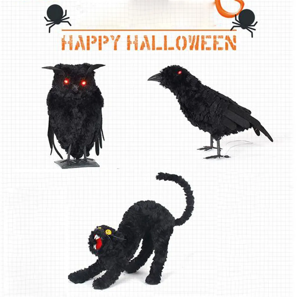 

Halloween Props Layout Party Decoration Simulation Crow Black Cat Home Decoration Room Wall art