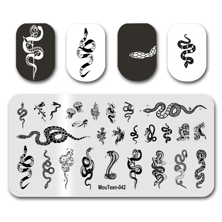 Nail Art Plate MouTeen035 Big Size Butterfly Flower Nail Stamping Plates Manicure Set For Nail Art Stamp 6