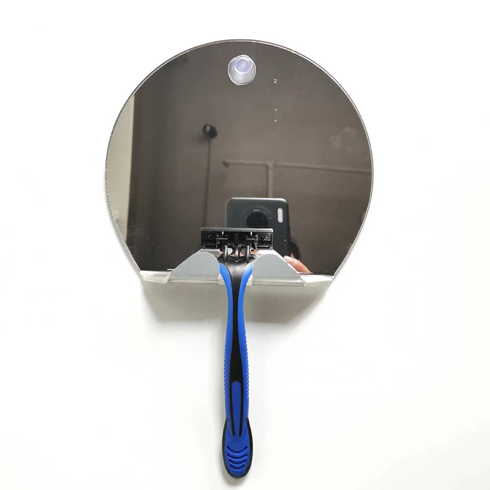 Unbreakable Anti-fogging Bathing Mirror for Shaving Razor Hook Holder Suction Cup to Washroom Wall Fogless Travel Mirror 5