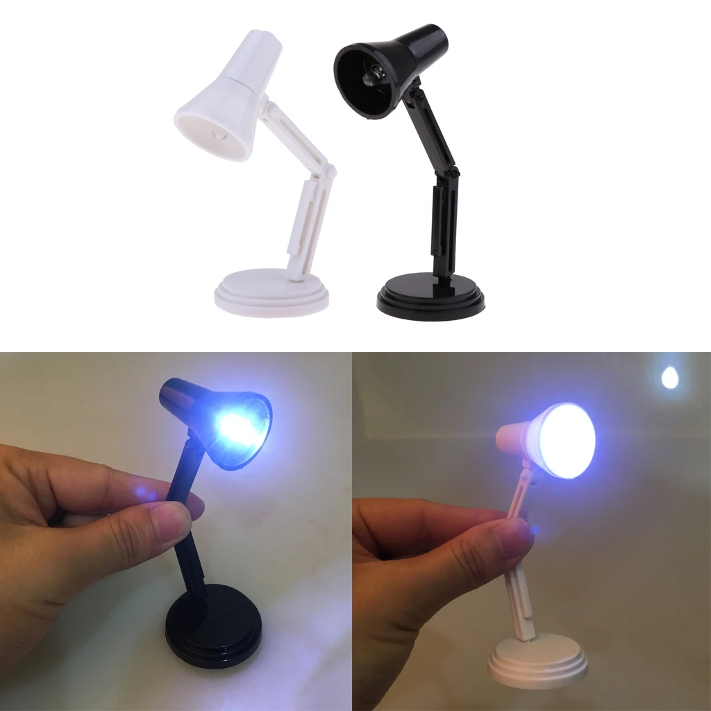 1:6 Scale Dollhouse Desk Lamp, 2 PCS Mini Reading LED Table Light Lamp for 12inch Dolls Action Figures