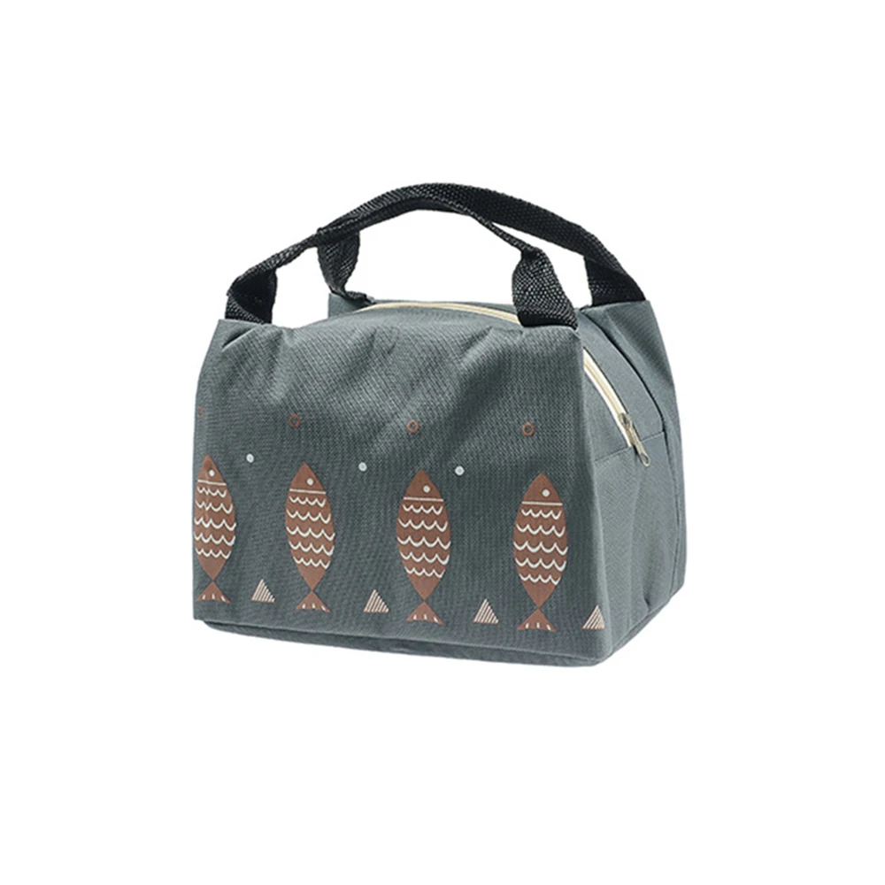 Креативная переносная сумка для обеда из ткани Оксфорд с рисунком рыбы, изолирующая сумка для пикника на открытом воздухе - Цвет: D