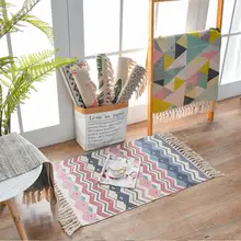 60x90 см скандинавский хлопковый тканый ковер с кисточками, коврик для спальни, простой современный нескользящий коврик для ног, кухонный коврик, украшение для дома