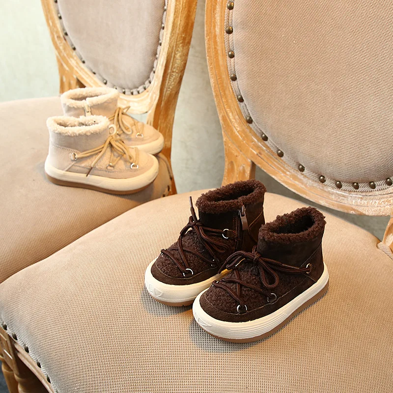 Детские зимние ботинки г. Детская обувь новая зимняя корейская детская плюшевая хлопковая обувь плюс бархатные теплые ботинки для мальчиков и девочек