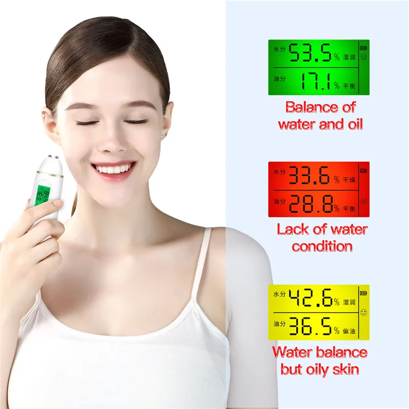 

LCD Digital Skin Moisture Meter Skin Care Tester Moisture Oil Content Analyzer Monitor Detector Face Care Skin Monitoring Tool