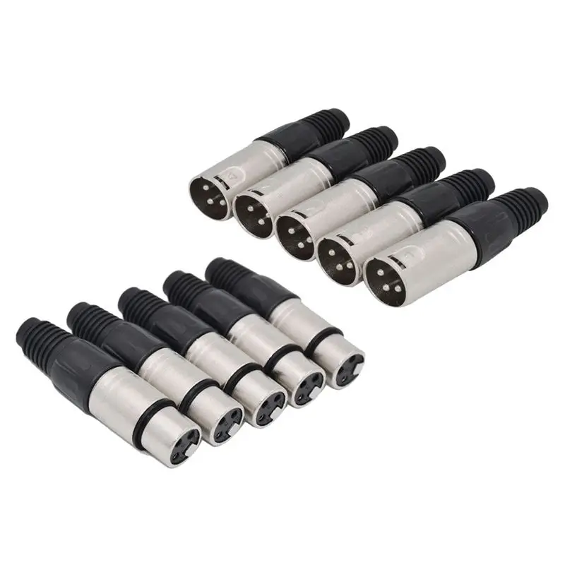 10Pcs 3 Pin XLR Solder Type Connector 5 Male + Female Plug Cable Microphone Audio Socket Promotion | Строительство и ремонт