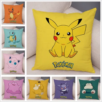 

Classic Game Pokemon Pikachu Cushion Cover Decor Colorful Cartoon Pillowcase Pillow for Sofa Car Home Plush Pillow Cover 45x45cm