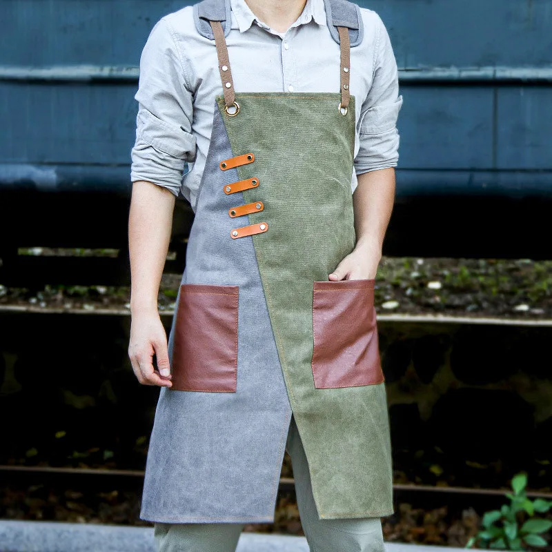 

2021 Apron Arrival Fashion Unisex Working Apron Men Canvas Black Apron Bib Adjustable Cooking Kitchen Aprons Gardening Apron