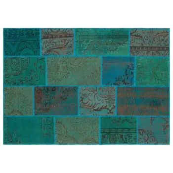 

Handmade Turquoise Vintage Overdyed Patchwork Area Rug 160x230 Cm-5'3''X7'7''