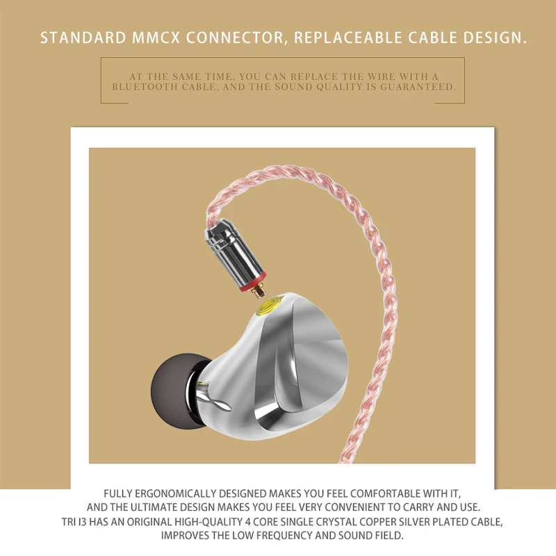 TRI I3 In ear Wired Earphone Audiophile HIFI Stereo Headset Planar Magnet Composite 8MM Dynamic Driver Music Game Sports Headset