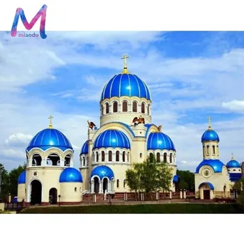 

MIAODU Diamond Mosaic 5D DIY Diamond Painting Church Picture Of Rhinestones Diamond Embroidery Cross Stitch Building Home Decor