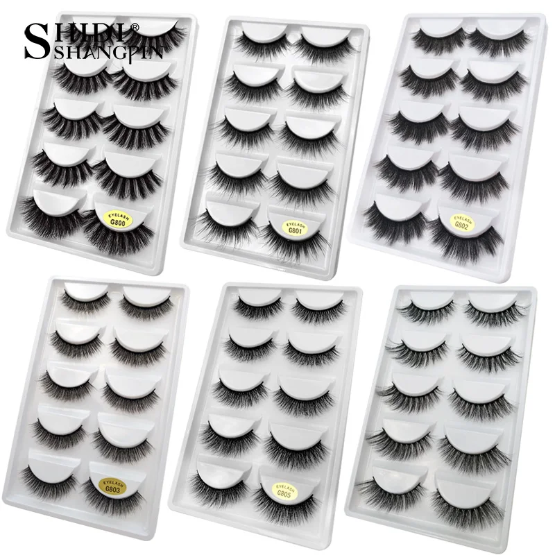 SHIDISHANGPIN 5 pairs mink eyelashes natural 3d lashes false full strip cilios faux cils | Красота и здоровье
