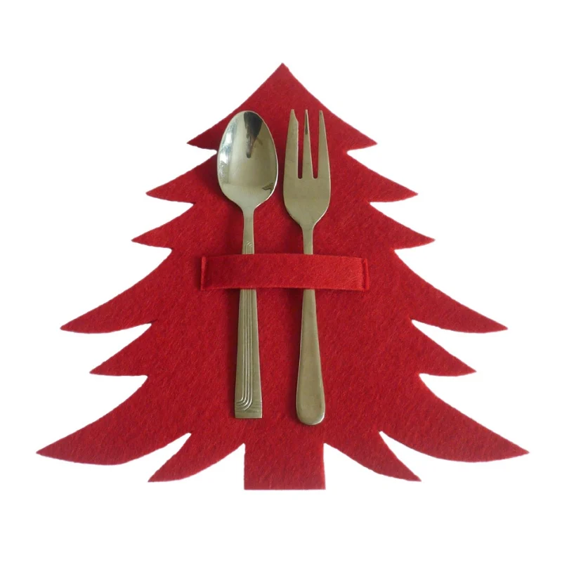 

Christmas Tree Design Spoons Forks Bag Decorative Party Ornaments Tableware Holder Spoon Fork Bag Christmas Christmas Stuff