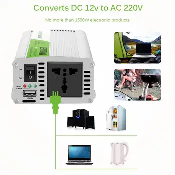 

Hot Onever Inverter DC 12V to AC 220V 1500W Car Power Inverter Converter Power Supply Modified Sine Wave Power with Intelligent