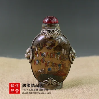 

Archaize the Old Snuff Bottle Painted in the Glass of Shanghe Picture in Qingming Dynasty