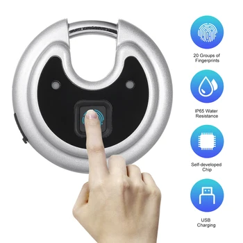 

Smart Fingerprint Padlock Lock USB Rechargeable Built-in Battery Water Resistance Indoor Outdoor for Locker Bag Luggages Storage