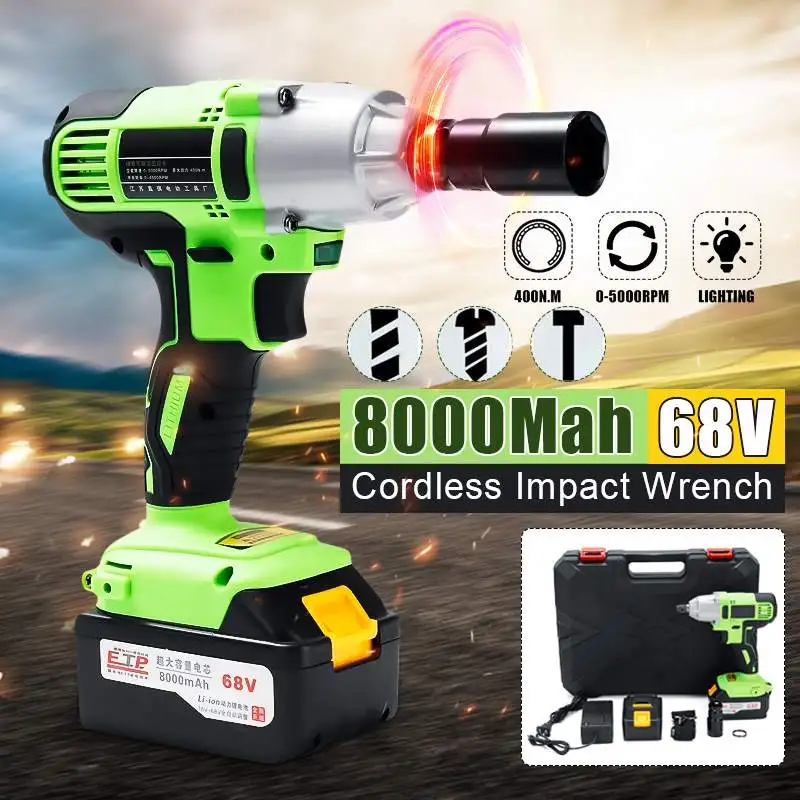 

Brushless Cordless Electric Impact Wrench 400N.m Brushless Motor Wrench Li-ion Power Driver DIY Decor Hand Drill Power Tools
