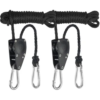 

1/8 Inch 8-Feet Long Heavy Duty Adjustable Rope Clip Hanger Reinforced Metal Internal Gears(150lbs)