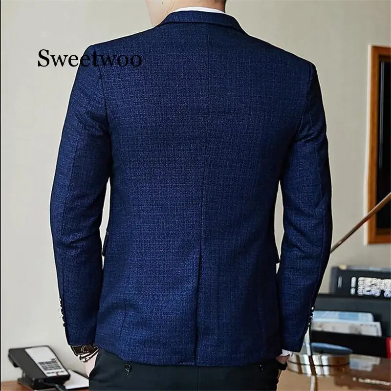 Spring Men's Plaid Blazer Fashion Business Casual Men's Slim Suit Jacket Large Size Casual Banquet Wedding Party Club Dress 5XL