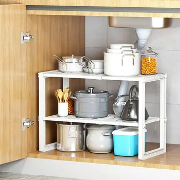 

Sink Rack Kitchen Telescopic Floor Multi-layer Pot Shelf Kitchenware Finishing Drain Storage Rack