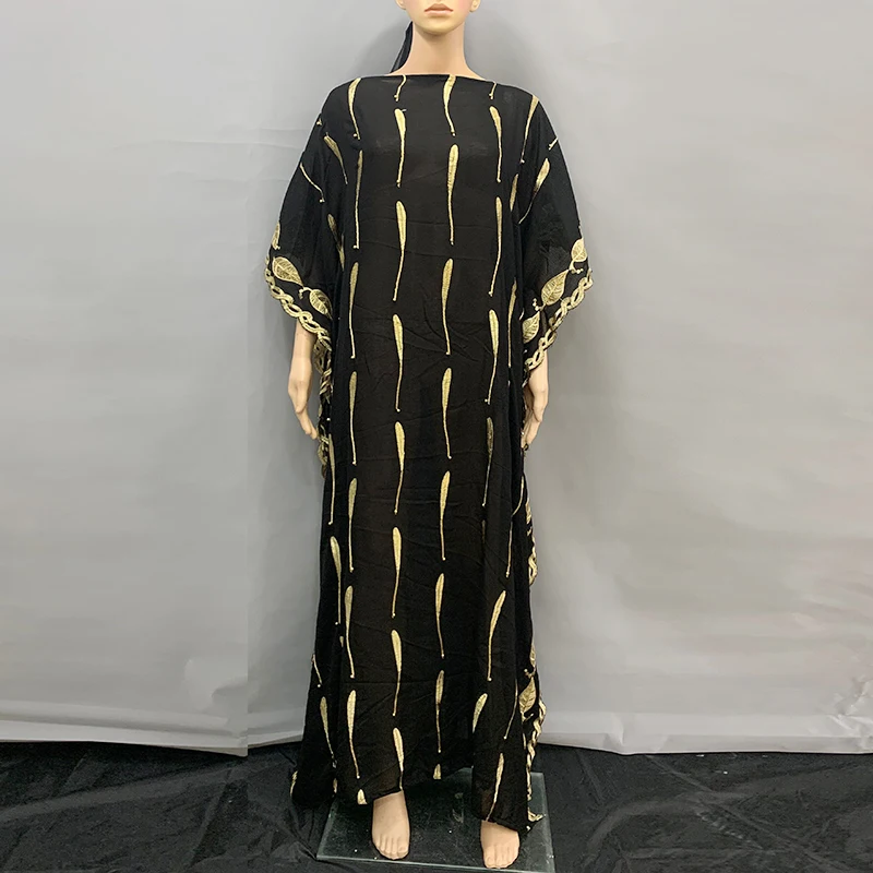 

African Dresses For Women Black Dashiki Beads African Clothes Cotton Chiffon Sexy Slim Robe Evening Long Dress 1027#