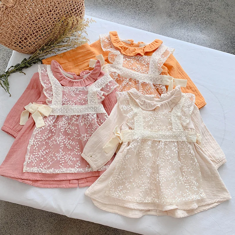 Комбинезон с длинными рукавами для маленьких девочек; коллекция года; Комбинезоны для маленьких девочек; осенняя одежда принцессы для новорожденных; одежда для малышей