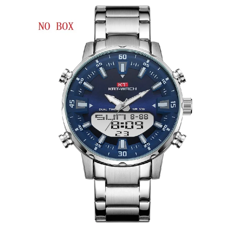 KAT-WACH Top Brand Men Watch Waterproof Sports Digital Watches Men LED Steel Military Quartz Watch For Men Wristwatch Relogio 