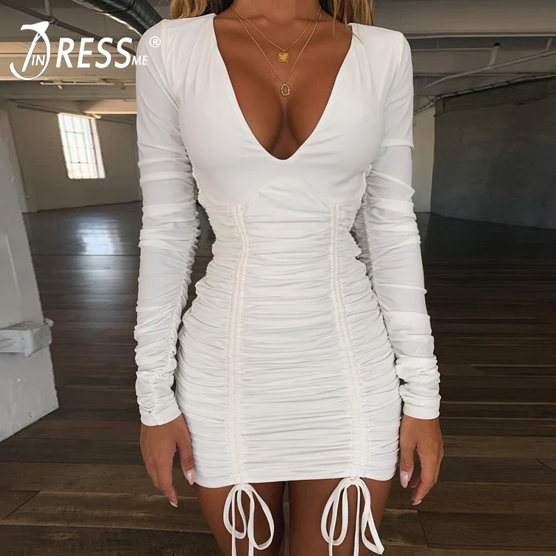Новинка 2019 модное женское вечернее Клубное драпированное платье INDRESSME