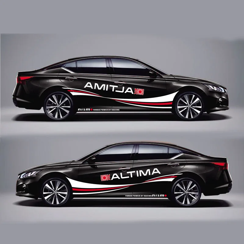 Black car B Гоночные спортивные полосы для Nissan ALTIMA Mark Levinson, автомобильная Двусторонняя индивидуальная наклейка, спортивные авто наклейки - Название цвета: Black car B