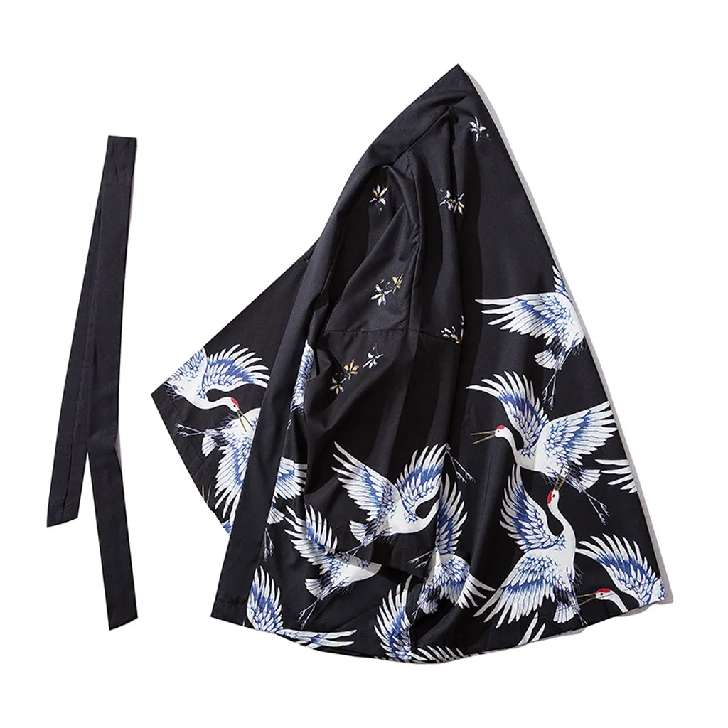 Летняя японская Зеленая Мужская и женская накидка верхняя блузка халат