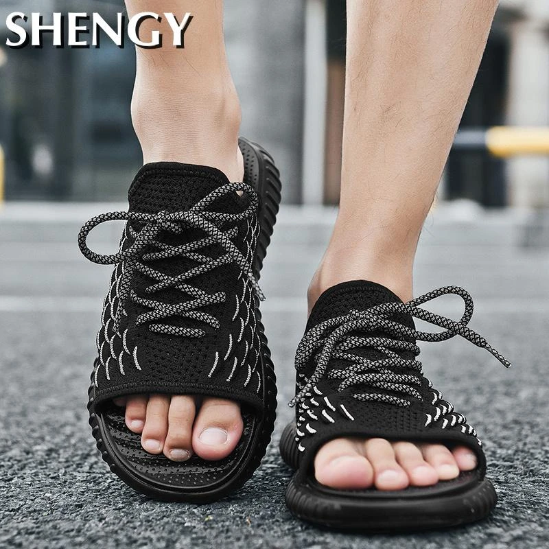 New Mens Sandals Lace Up Mesh Open Toe New Fashion Sandals Men Breathable  Soft Platform Slippers Mens Summer Outdoor Male Brand - Men's Sandals -  AliExpress