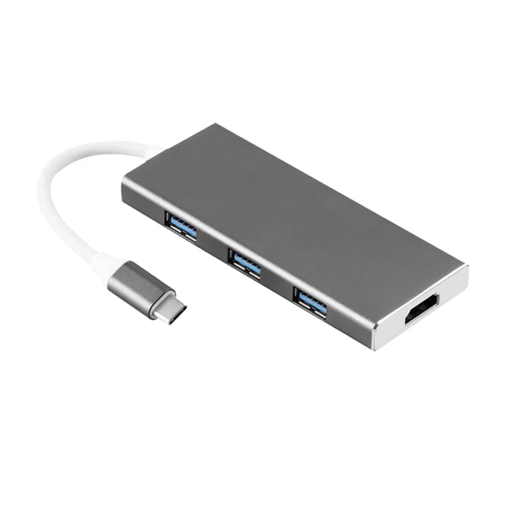 7 в 1 USB C концентратор с HDMI 4K выход слот для ТВ, 3 USB 3,0 портов для смартфонов, SD/TF карт ридер для ноутбука - Цвет: Gray