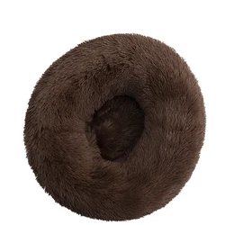 Luxurious Plush Calming Pet Bed - Donut Design for Large Dogs and Cats, Extra-Soft Round Mat (Dark coffee)