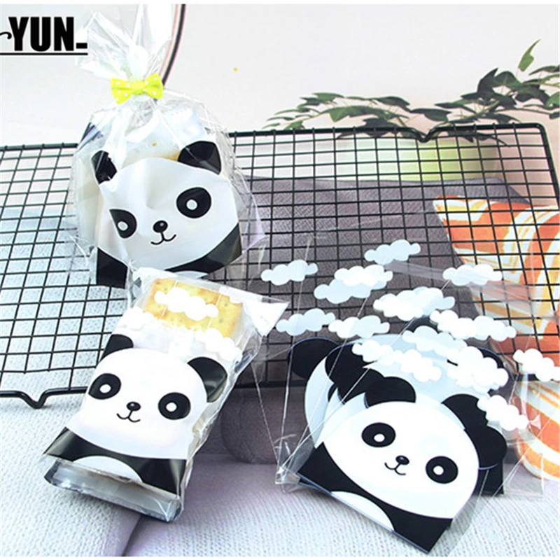 50pclot 1018cm Stay Cute Rolling Panda Can Stand Transparent Gift Bag Candy Biscuit Bag Self-adhesive Bag 8D (11)