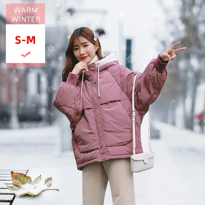 Женское зимнее короткое плотное теплое пуховое пальто с капюшоном женская модная свободная повседневная куртка с белым утиным пухом ветрозащитная верхняя одежда - Цвет: Russet