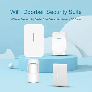 

WiFi Doorbell Set 433.92MHz Smart Doorbell Security Set US Plug EWeLink APP 100-240V Doorbell Security Suite Smart Home