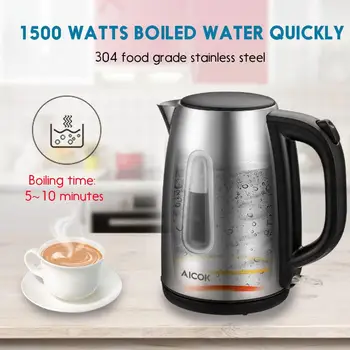

Electric Kettle Teapot 1500W Stainless Steel 1.7L Ultra Fast Boiling Boil Dry Protection Heating Water Auto Shut Off Pot
