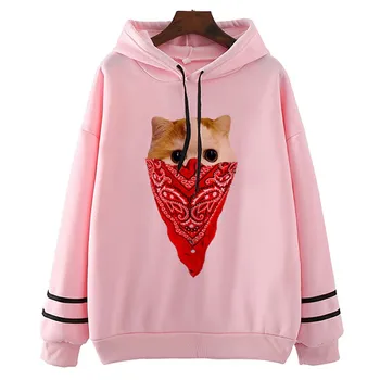 

Cutest Gangster Cat Hoodie Autumn Cool Fashion Hoodies Women　Casual　Hoodies Women　Tops Sweatshirt