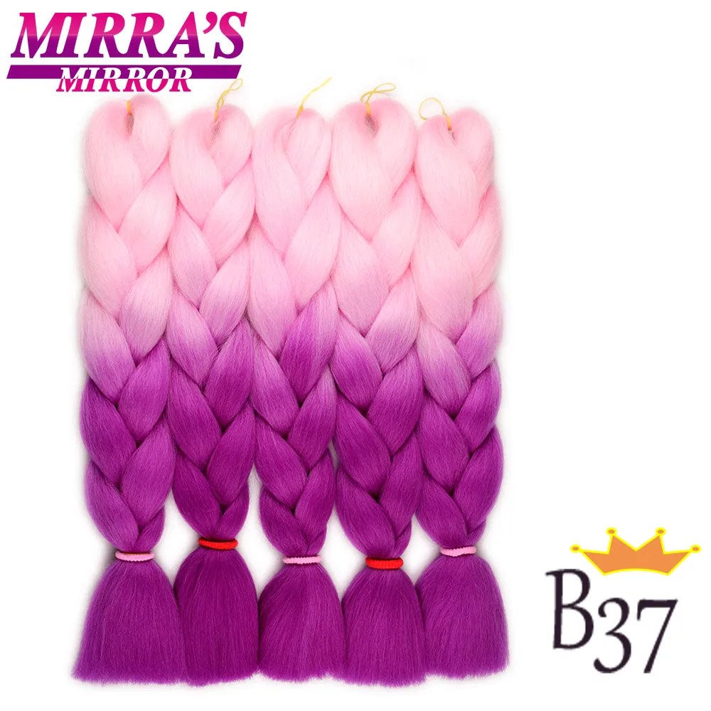 Mirra's зеркальные синтетические плетеные волосы для наращивания длинные кроше с Омбре волосы розовые Джамбо косы наращивание волос три/два тона зеленый - Цвет: B37