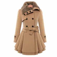 Осень и зима стиль Европа и Америка шерстяная куртка средней длины двубортное плотное пальто