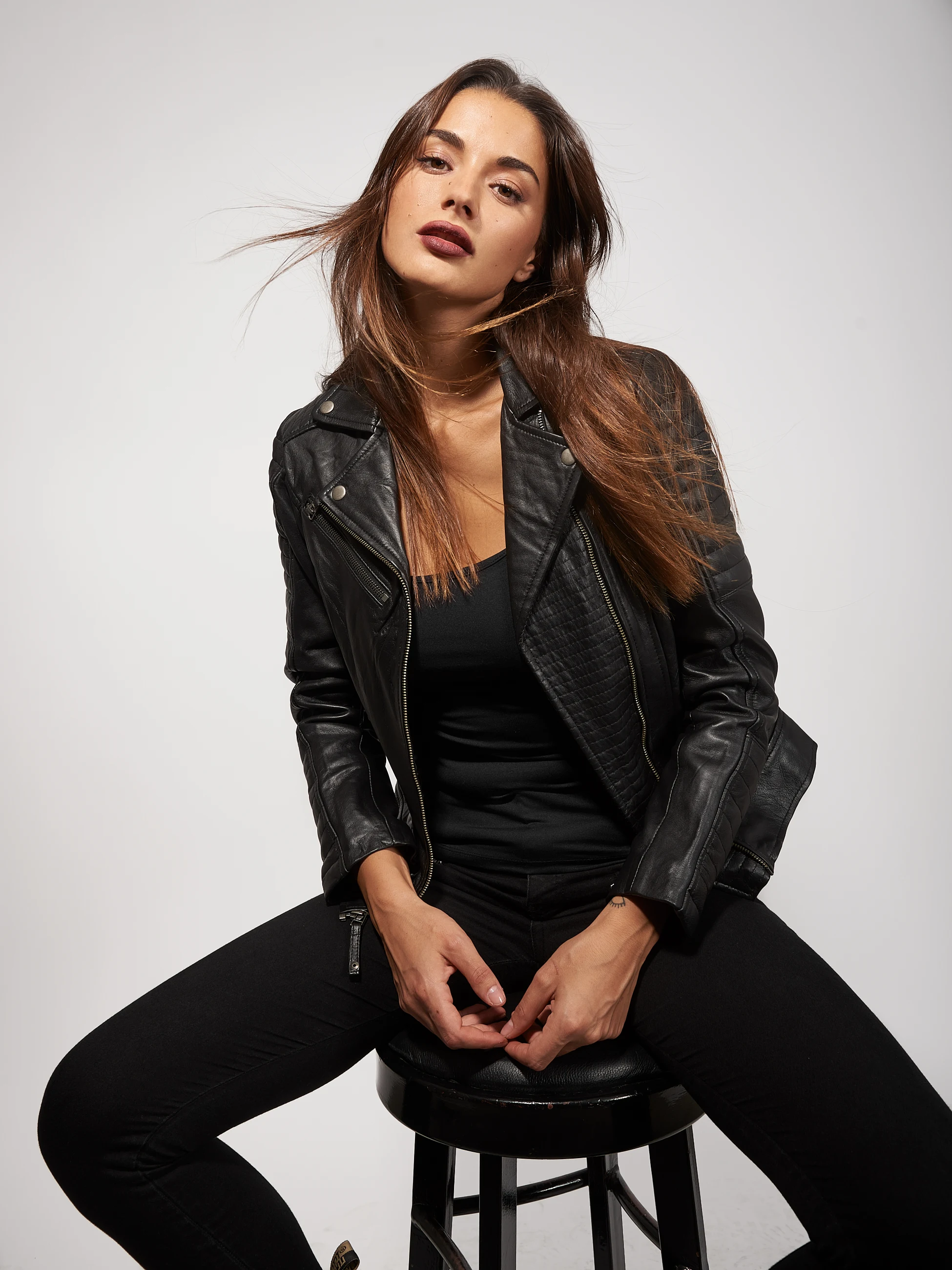 VAINAS European Brand  Women Genuine sheep leather jacket for women Real leather Motorcycle jackets Biker jackets Electra