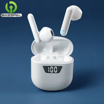 

BassPal Bluetooth 5.0 Earphone with Microphone Touch Control Ture Wireles TWS Earbuds T7 with LED Display Charging Box for Music