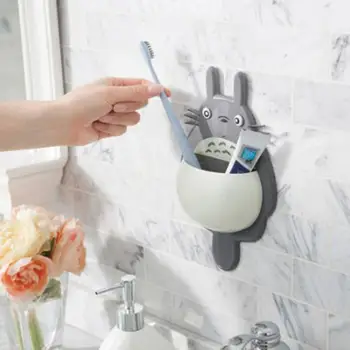 

Toothbrush Wall Mount Holder for family Decoration Cute Cartoon Totoro Bathroom Organizer Tools Accessories Home Supplies